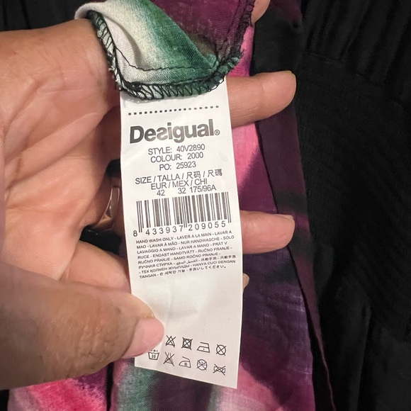 DeSigual Black Maxi Dress with Pink & Green Floral Print - Picture 6 of 7